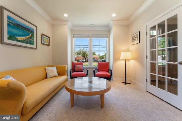 145 Center St S Unit 4, Vienna, VA 22180 - living area with healthy amount of natural light, ornamental molding, carpet floors, recessed lighting, and baseboards