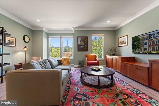 145 Center St S Unit 4, Vienna, VA 22180 - living room featuring ornamental molding, healthy amount of natural light, light wood-style floors, recessed lighting, and baseboards