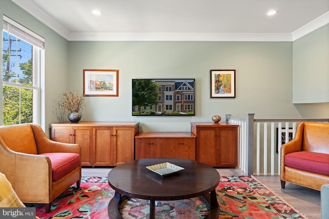 145 Center St S Unit 4, Vienna, VA 22180 - living area featuring light wood-type flooring, recessed lighting, and ornamental molding