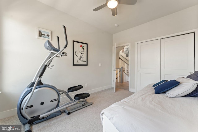 145 Center St S Unit 4, Vienna, VA 22180 - carpeted bedroom with baseboards, a ceiling fan, and a closet