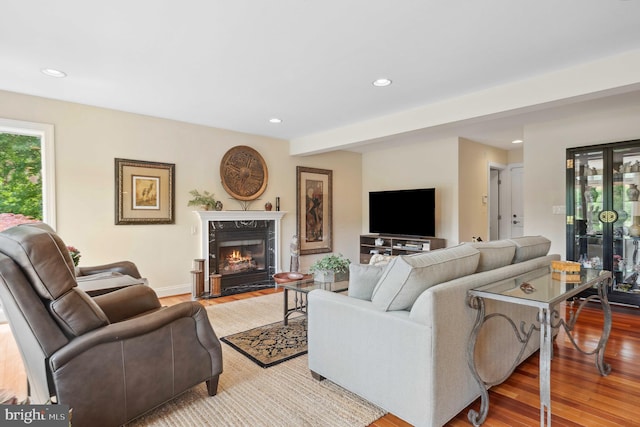 1028 Sandpiper Ln, Annapolis, MD 21403 - living room with light wood-type flooring, recessed lighting, and a premium fireplace