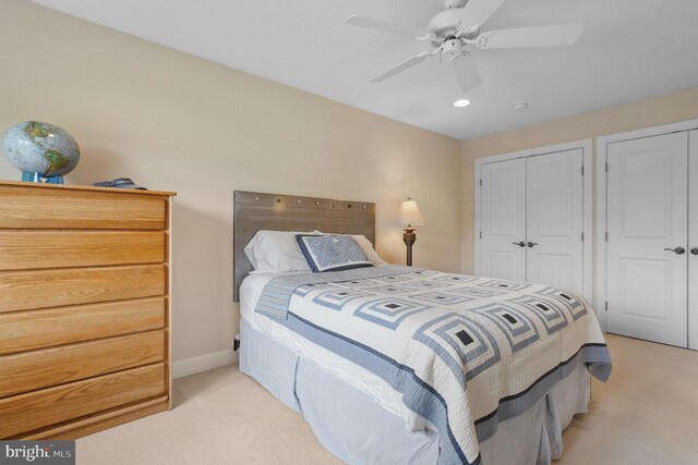 1028 Sandpiper Ln, Annapolis, MD 21403 - bedroom featuring light colored carpet, a ceiling fan, and recessed lighting