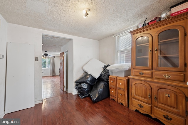 2619 E Dauphin St, Philadelphia, PA 19125 - miscellaneous room with dark wood-style flooring, a textured ceiling, and a ceiling fan