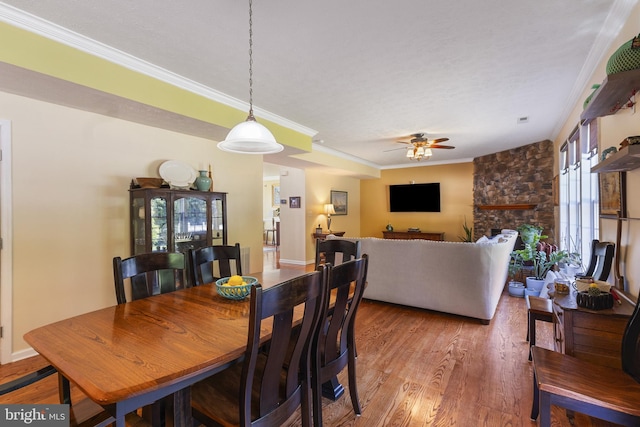 1207 Painted Fern Rd, Denton, MD 21629 - dining room with crown molding, light wood-style floors, and a ceiling fan