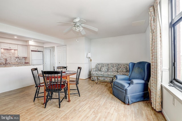 1 Smeton Place 506 & 606, Towson, MD 21204 - dining space featuring light wood-style flooring, a ceiling fan, recessed lighting, and baseboards