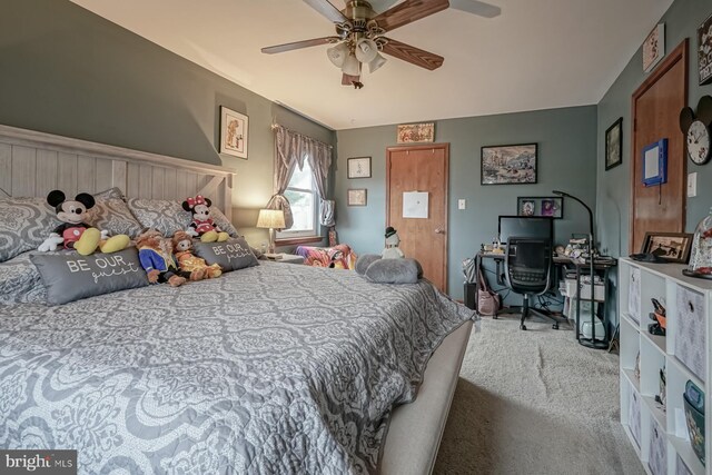 24 Cherry Grove Ln, Sicklerville, NJ 08081 - bedroom with carpet, ceiling fan, and an office area