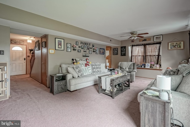 24 Cherry Grove Ln, Sicklerville, NJ 08081 - living room with light colored carpet and a ceiling fan
