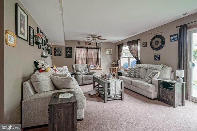 24 Cherry Grove Ln, Sicklerville, NJ 08081 - living area with a ceiling fan, plenty of natural light, and carpet floors