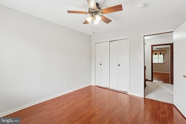 3447 Norwood Pl, Southampton, PA 18966 - unfurnished bedroom featuring wood finished floors, a closet, and a ceiling fan