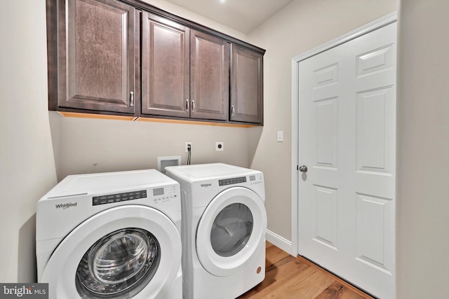 10 Hubbardton Ct, Sinking Spring, PA 19608 - laundry room featuring cabinet space, independent washer and dryer, light wood finished floors, and baseboards