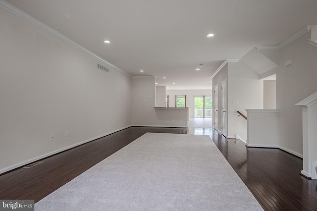 309 Latrobe Dr, Newark, DE 19702 - spare room with dark wood-style floors, ornamental molding, recessed lighting, and baseboards