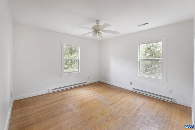 104 Chaucer Rd, Charlottesville, VA 22901 - empty room featuring baseboard heating, light wood-style flooring, ceiling fan, and baseboards