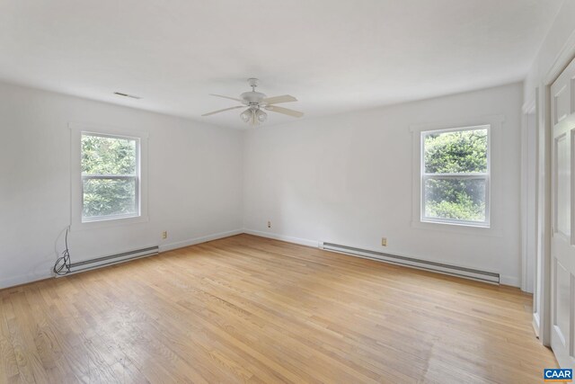104 Chaucer Rd, Charlottesville, VA 22901 - empty room featuring a baseboard radiator, light wood finished floors, and ceiling fan
