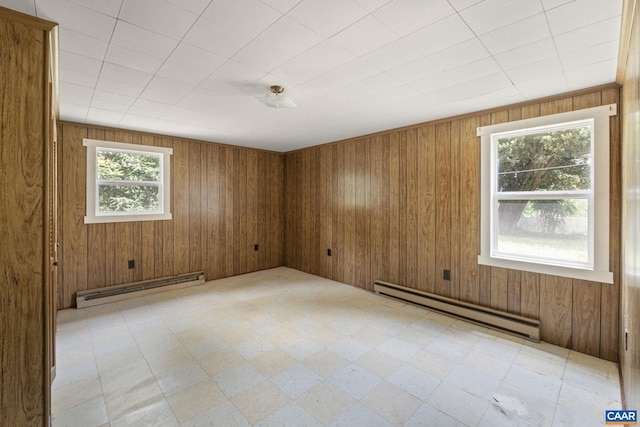 104 Chaucer Rd, Charlottesville, VA 22901 - spare room featuring baseboard heating, light floors, and wooden walls