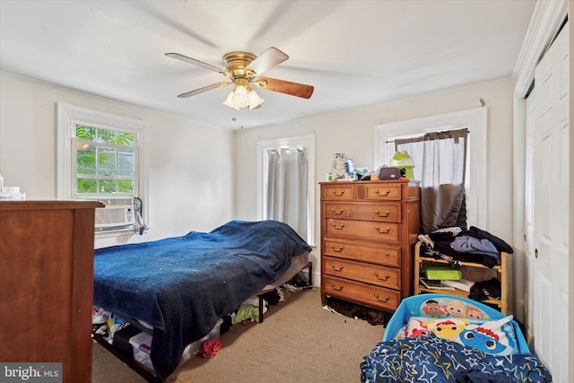 523 Bloomfield Ave, Drexel Hill, PA 19026 - carpeted bedroom featuring cooling unit, a closet, and a ceiling fan