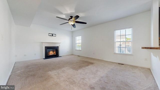 637 Coldwater Dr, Clayton, DE 19938 - unfurnished living room with a fireplace with flush hearth, carpet floors, and baseboards