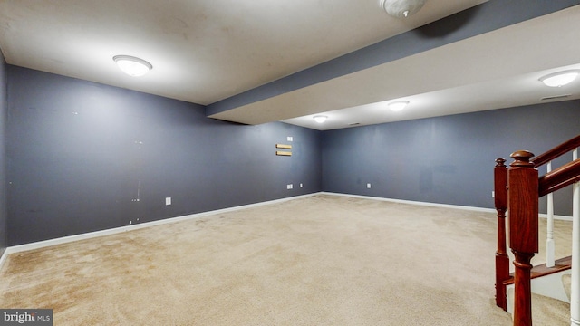 637 Coldwater Dr, Clayton, DE 19938 - finished basement featuring stairs, carpet flooring, and baseboards