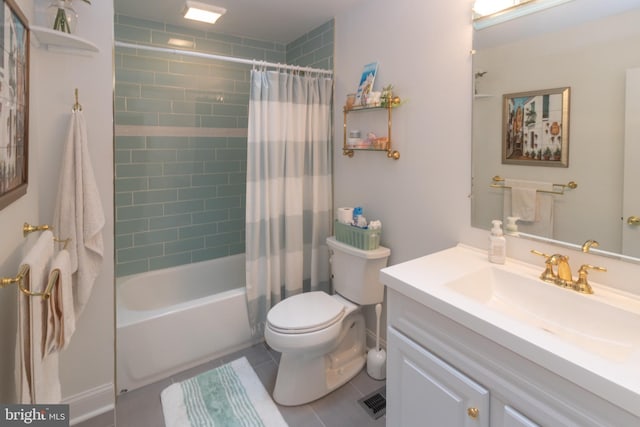 167 Canterbury Rd, Mount Laurel, NJ 08054 - bathroom featuring vanity, toilet, tile patterned flooring, and shower / bath combination with curtain