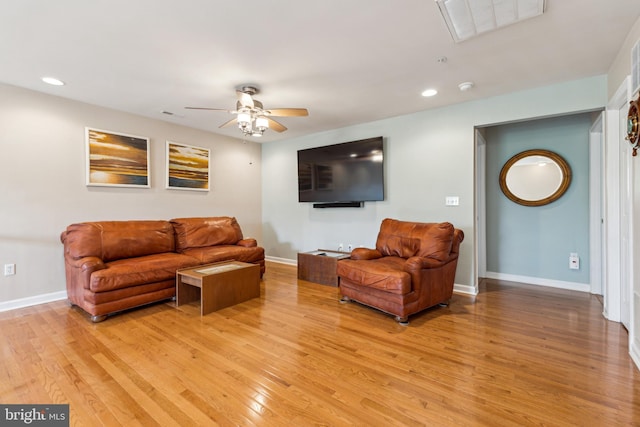 633 Ruxton Rd Unit 75, Solomons, MD 20688 - living area featuring light wood-type flooring, ceiling fan, recessed lighting, and baseboards