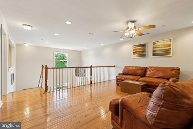 633 Ruxton Rd Unit 75, Solomons, MD 20688 - living room featuring ceiling fan, recessed lighting, and light wood-type flooring