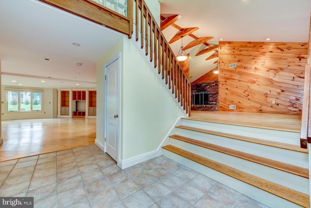 22 Slayback Dr, Princeton Junction, NJ 08550 - staircase with recessed lighting and wooden walls