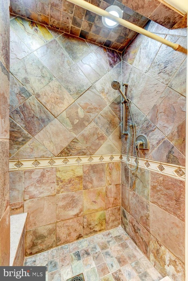 22 Slayback Dr, Princeton Junction, NJ 08550 - bathroom with a tile shower and stone finish flooring