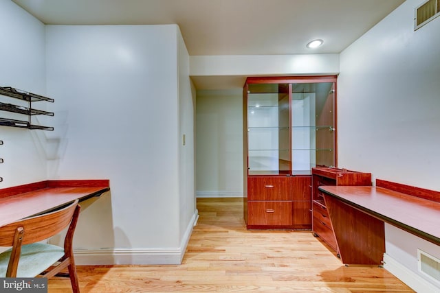 22 Slayback Dr, Princeton Junction, NJ 08550 - home office featuring light wood finished floors, built in study area, and recessed lighting