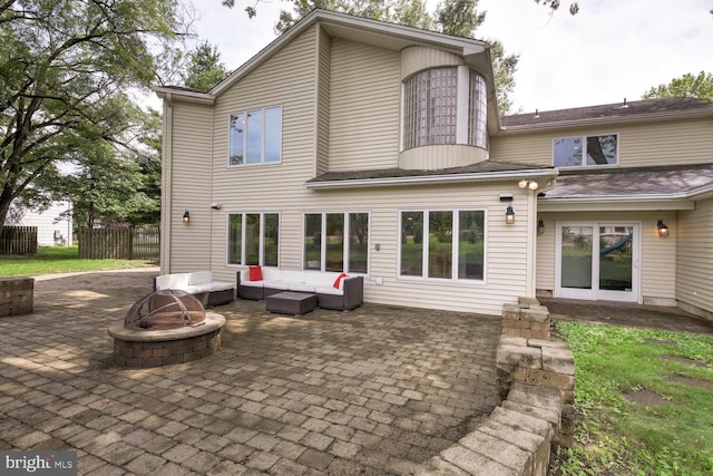 22 Slayback Dr, Princeton Junction, NJ 08550 - rear view of property with a patio area and an outdoor living space with a fire pit