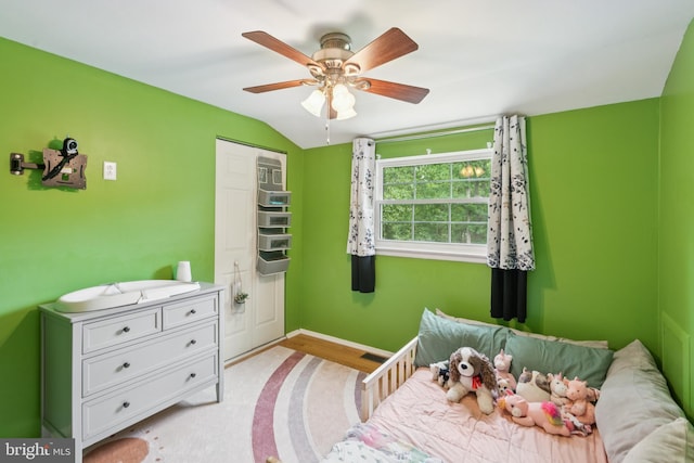 20 Hydra Ln, Sewell, NJ 08080 - bedroom featuring ceiling fan, vaulted ceiling, and baseboards