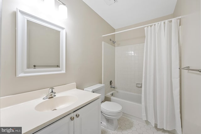 8530 Raglan Rd, Vienna, VA 22182 - bathroom with vanity, shower / tub combo, and tile patterned floors