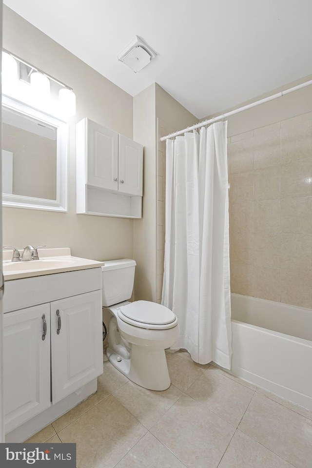 8530 Raglan Rd, Vienna, VA 22182 - bathroom featuring vanity, tile patterned flooring, and shower / bath combination with curtain
