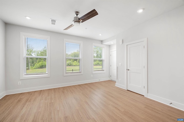 678 Noush Ct Unit A, Charlottesville, VA 22911 - spare room with a ceiling fan, light wood-style floors, baseboards, and recessed lighting