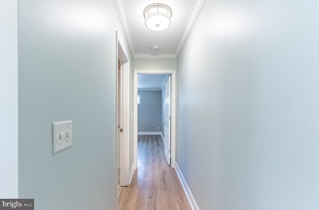 12542 Torquay Rd, Ocean City, MD 21842 - corridor with ornamental molding, light wood-style flooring, and baseboards