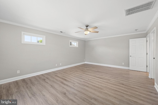 12542 Torquay Rd, Ocean City, MD 21842 - spare room with a ceiling fan, crown molding, baseboards, and light wood finished floors