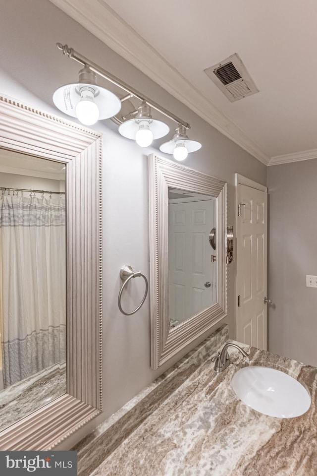 12542 Torquay Rd, Ocean City, MD 21842 - bathroom featuring ornamental molding and vanity
