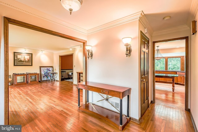 1 Willow Brook Ln, Annandale, NJ 08801 - corridor featuring crown molding, light wood-type flooring, and baseboards
