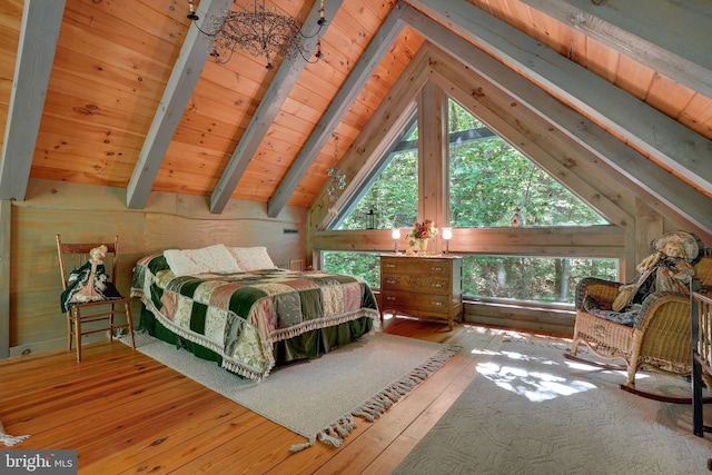 349 Covalt Rd, Needmore, PA 17238 - bedroom with wood ceiling, hardwood / wood-style flooring, and wooden walls