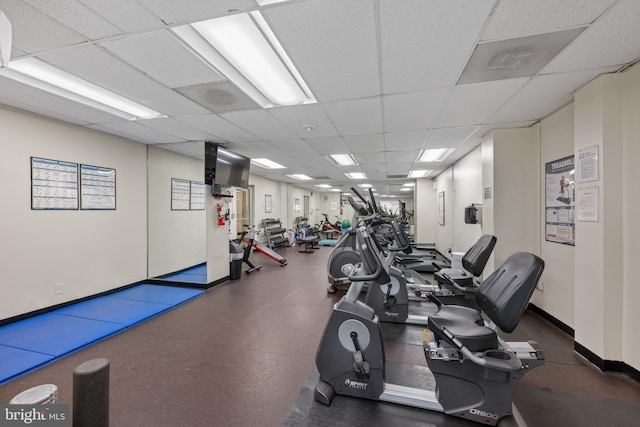 3701 Connecticut Ave NW Unit 312/326, Washington, DC 20008 - workout area featuring a paneled ceiling and baseboards