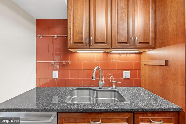 3701 Connecticut Ave NW Unit 312/326, Washington, DC 20008 - kitchen with a sink, decorative backsplash, and brown cabinets