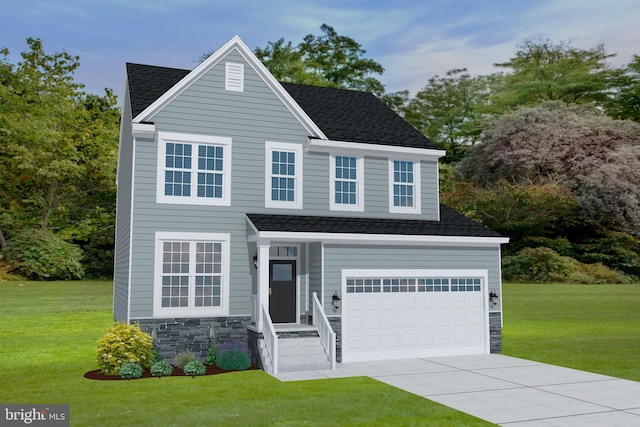 414 Bellflower Way Fallston Plan, Townsend, DE 19734 - traditional home featuring concrete driveway, a front yard, and roof with shingles