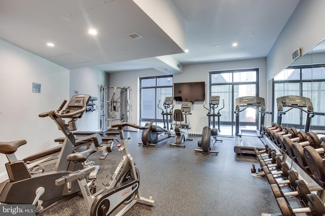 525 Water St SW Unit 319, Washington, DC 20024 - workout area featuring recessed lighting and baseboards