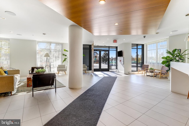 525 Water St SW Unit 319, Washington, DC 20024 - community lobby with recessed lighting, expansive windows, and wooden ceiling
