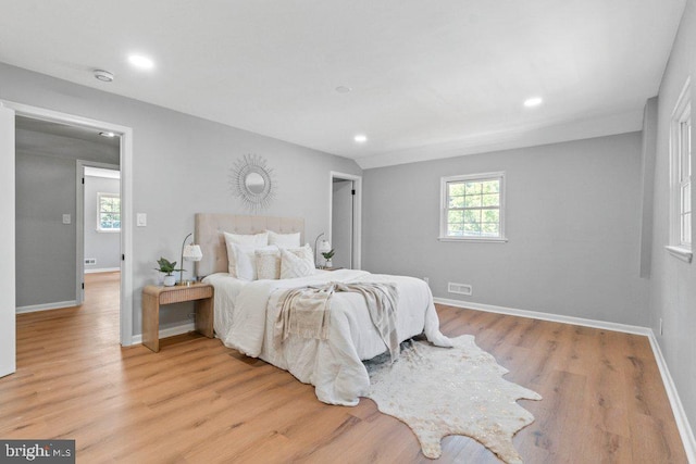 8818 Greens Ln, Randallstown, MD 21133 - bedroom with baseboards, light wood finished floors, and recessed lighting