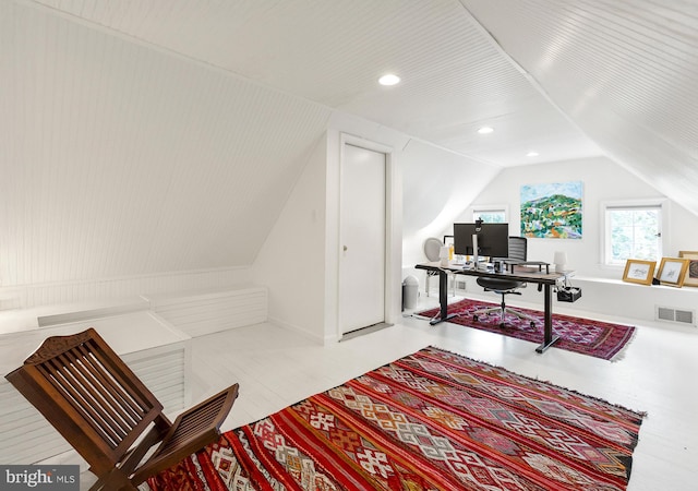 7006 Meadow Ln, Chevy Chase, MD 20815 - office with lofted ceiling, recessed lighting, and wood finished floors
