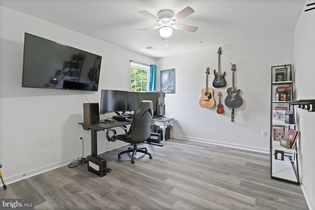 1408 Canopy Ln, Odenton, MD 21113 - office area featuring a ceiling fan and wood finished floors