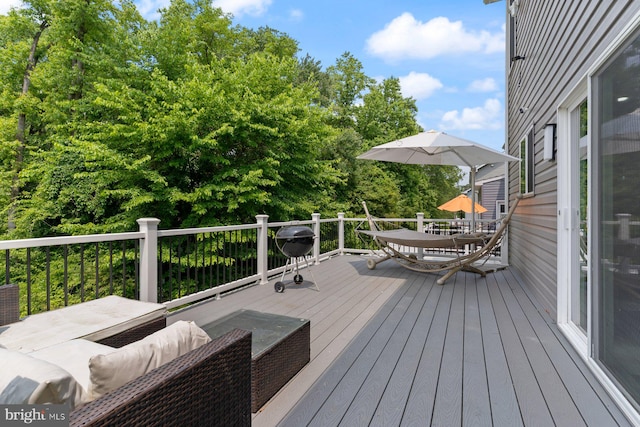 1408 Canopy Ln, Odenton, MD 21113 - wooden deck featuring outdoor dining space and area for grilling