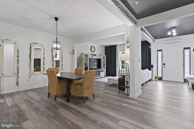 1408 Canopy Ln, Odenton, MD 21113 - dining area with wood finished floors and a chandelier