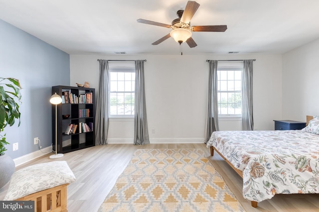 3111 Tilden Dr, Baltimore, MD 21211 - bedroom with light wood-type flooring, baseboards, and ceiling fan