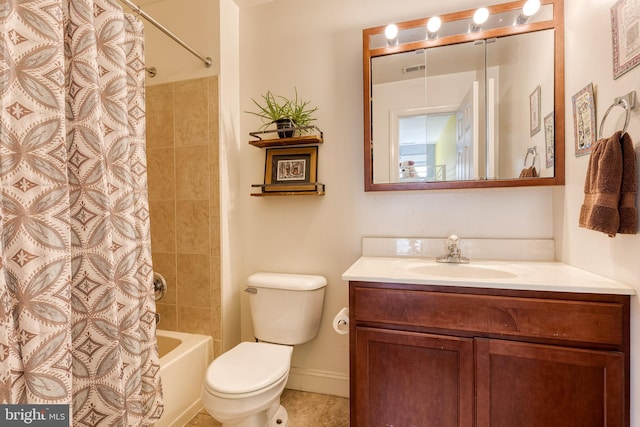 3111 Tilden Dr, Baltimore, MD 21211 - bathroom with vanity, shower / tub combo, toilet, and tile patterned floors