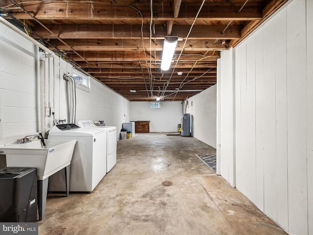 117 Washington Ave, Front Royal, VA 22630 - below grade area featuring washer and dryer, water heater, and plenty of natural light
